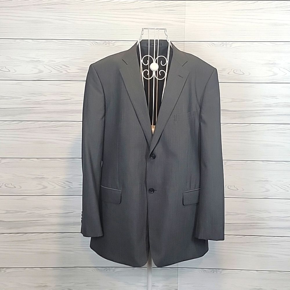 Broletto classic fit suit jacket 100% luxury wool - grey Men's Size 44L